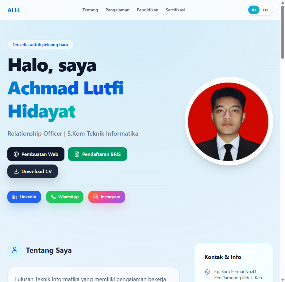 Preview website portfolio Achmad Lutfi Hidayat